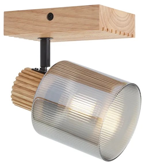 Foco moderno madeira com vidro fumê giratório e inclinável - Gracy