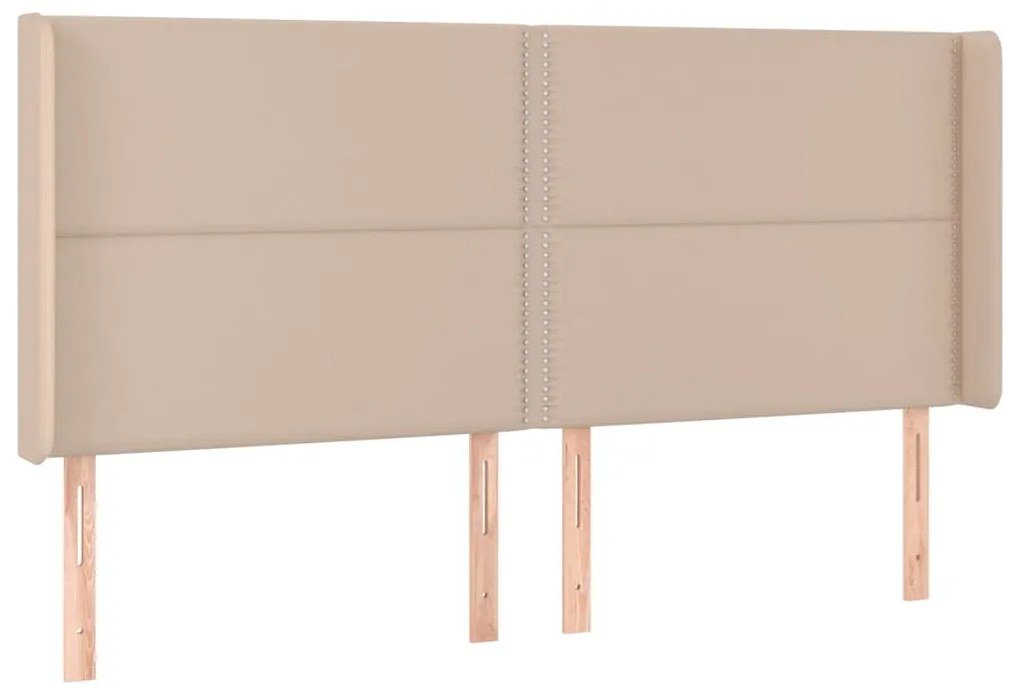 Cabeceira cama c/ LED couro artif. 183x16x118/128 cm cappuccino