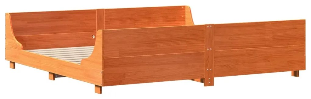 Cama sem colchão 200x200 cm pinho maciço castanho-mel