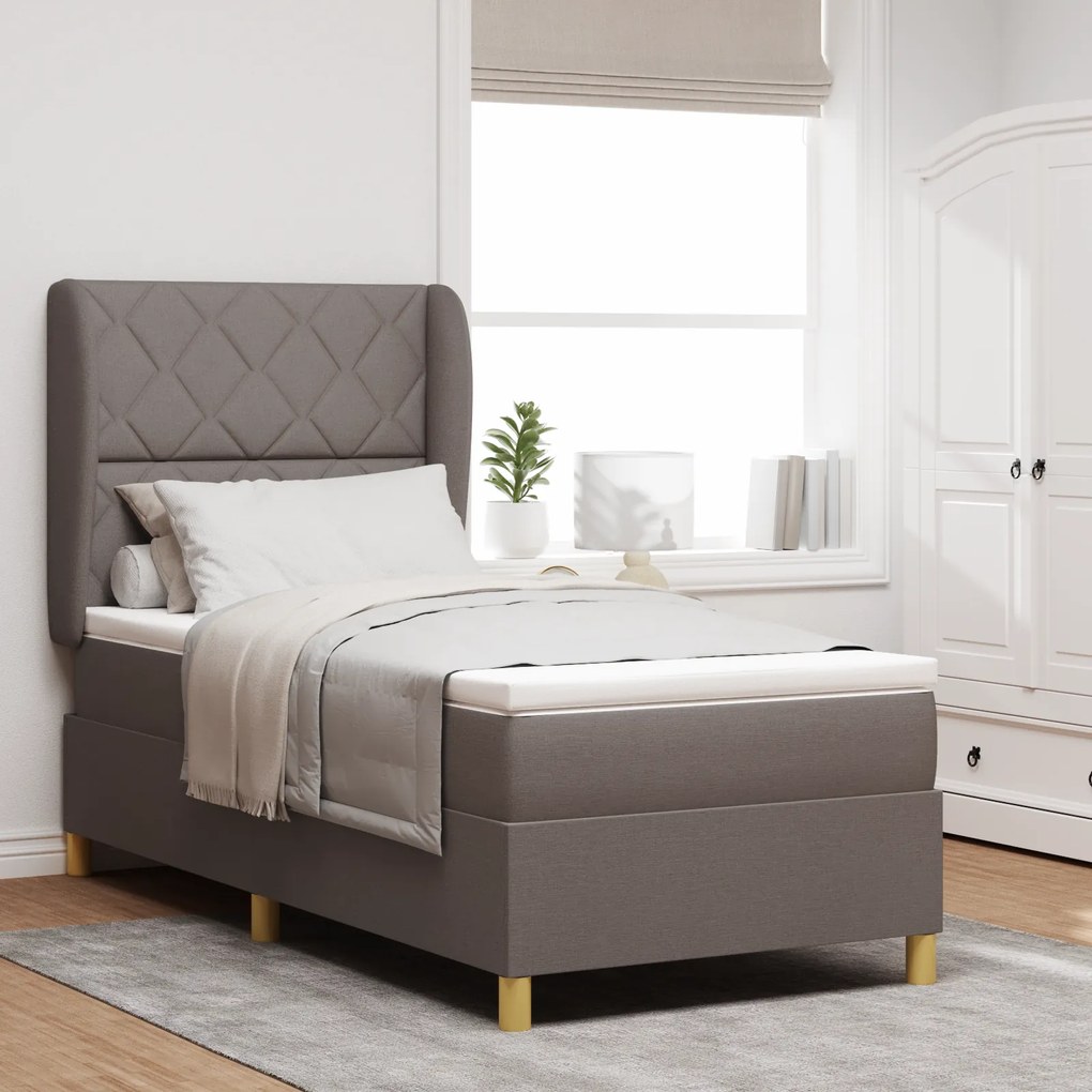 Cama Box com Colchão vidaXL Taupe 90x190 cm em Tecido
