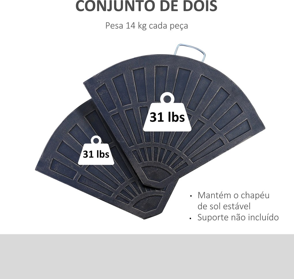 Conjunto de 2 Peças de Base para Chapéu de Sol Excéntrico Suporte para