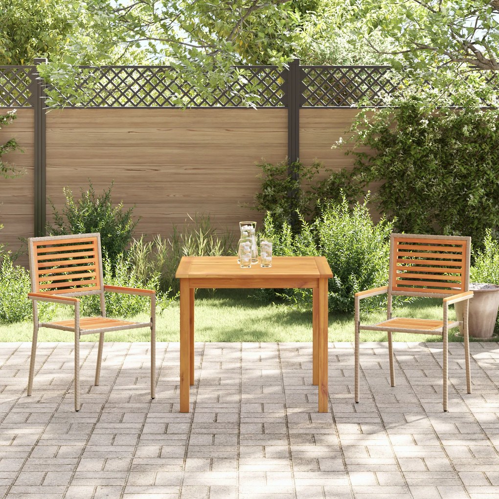 Conjunto de Jantar de Jardim vidaXL de 3 peças em Rattan Poliéster Beg