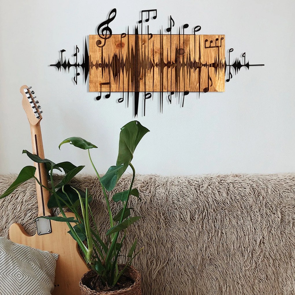 Acessório Decorativo de Parede Efsa – Preto e Nogueira – 90 x 47 cm