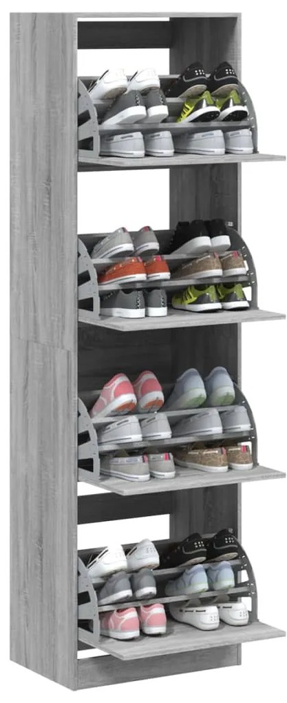 Sapateira c/ 4 gavetas articuladas 60x42x204 cm cinza sonoma