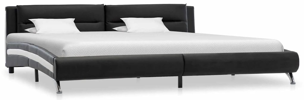 vidaXL Estrutura da Cama Preto 160 x 200 cm Couro Sintético