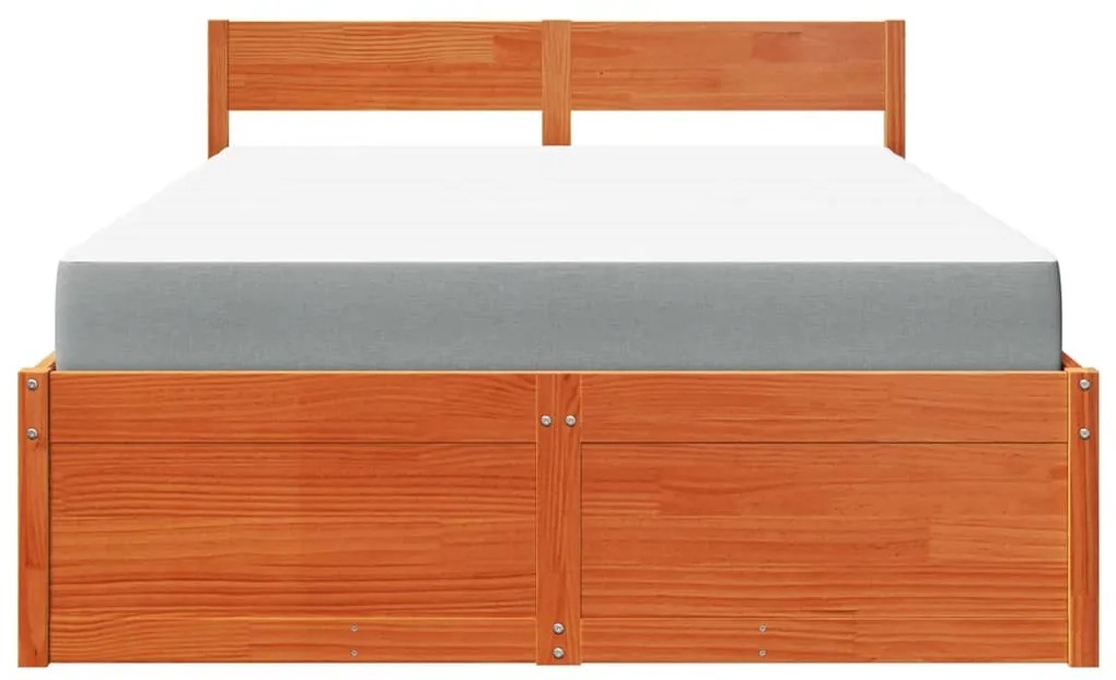 Cama com gavetas e colchão 120x190 cm pinho maciço castanho-mel