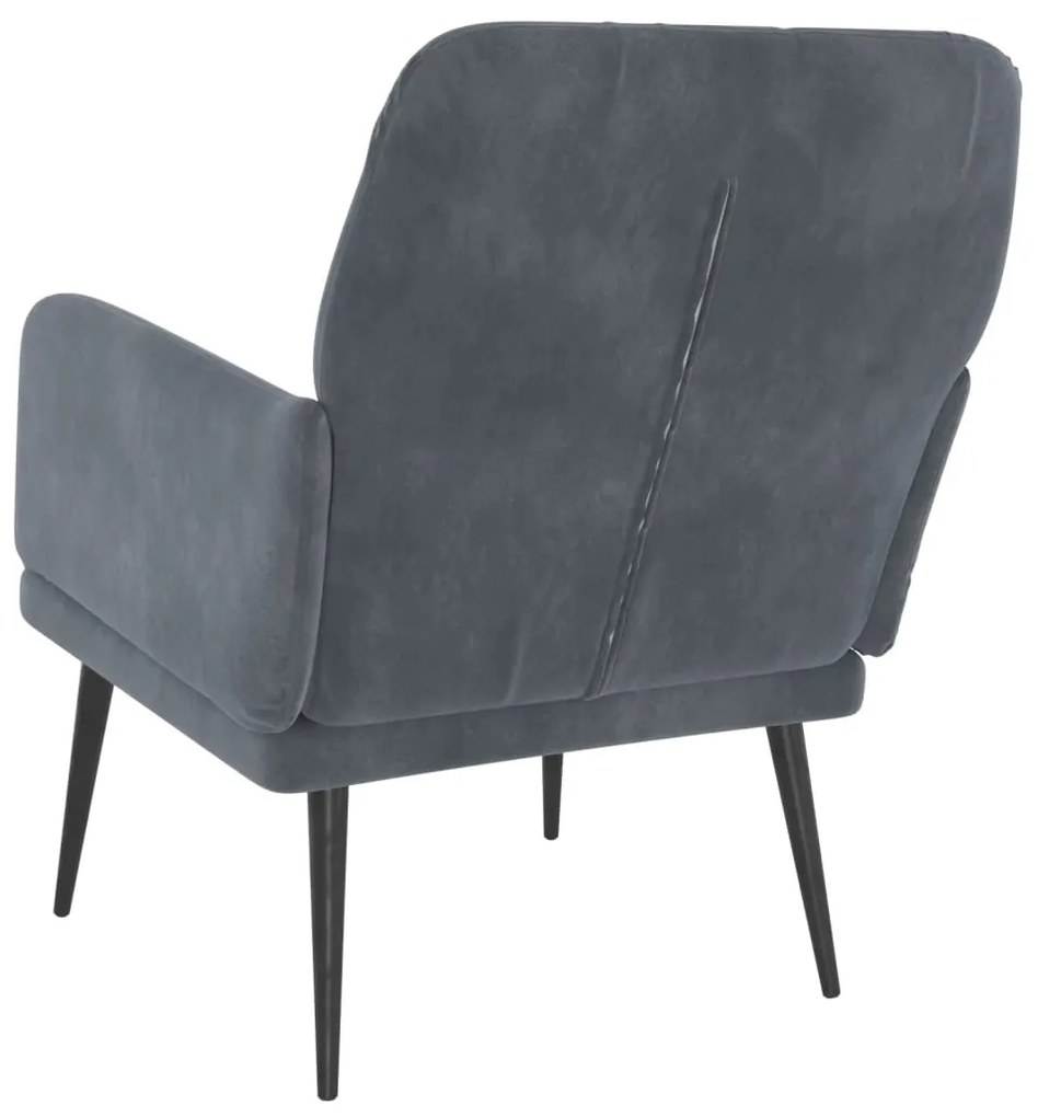 Cadeira c/ apoio de braços 62x79x79 cm veludo cinzento-escuro