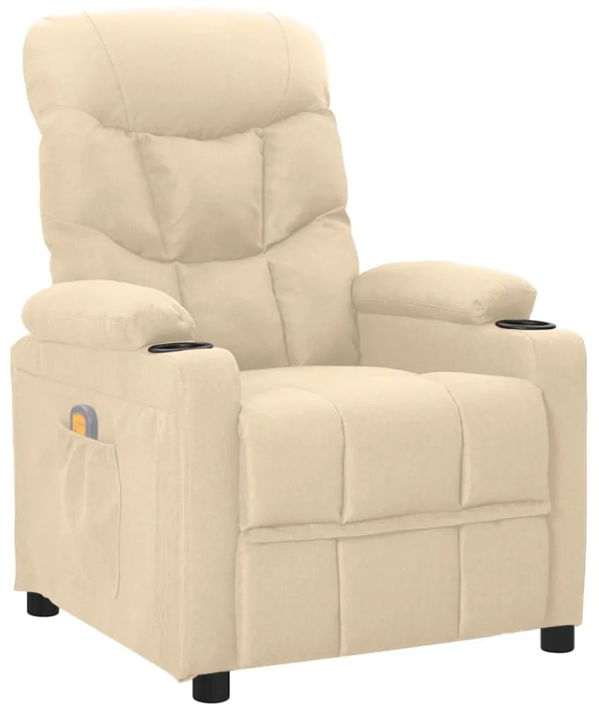 vidaXL Poltrona de massagens tecido cor creme