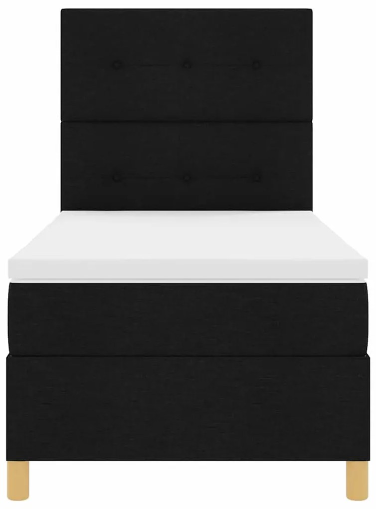 Cama Box com Colchão e LED Preto 100x200 cm Tecido