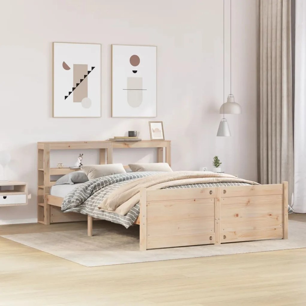 Estrutura cama c/ cabeceira 120x190 cm pinho maciço