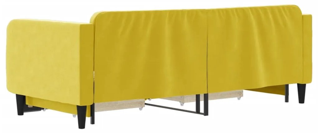 Sofá-cama com gavetão e gavetas 90x200 cm veludo amarelo
