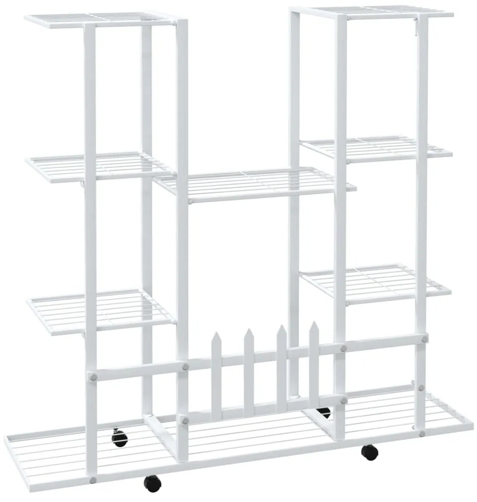 Suporte de vasos c/ rodas 94,5x24,5x91,5 cm ferro branco
