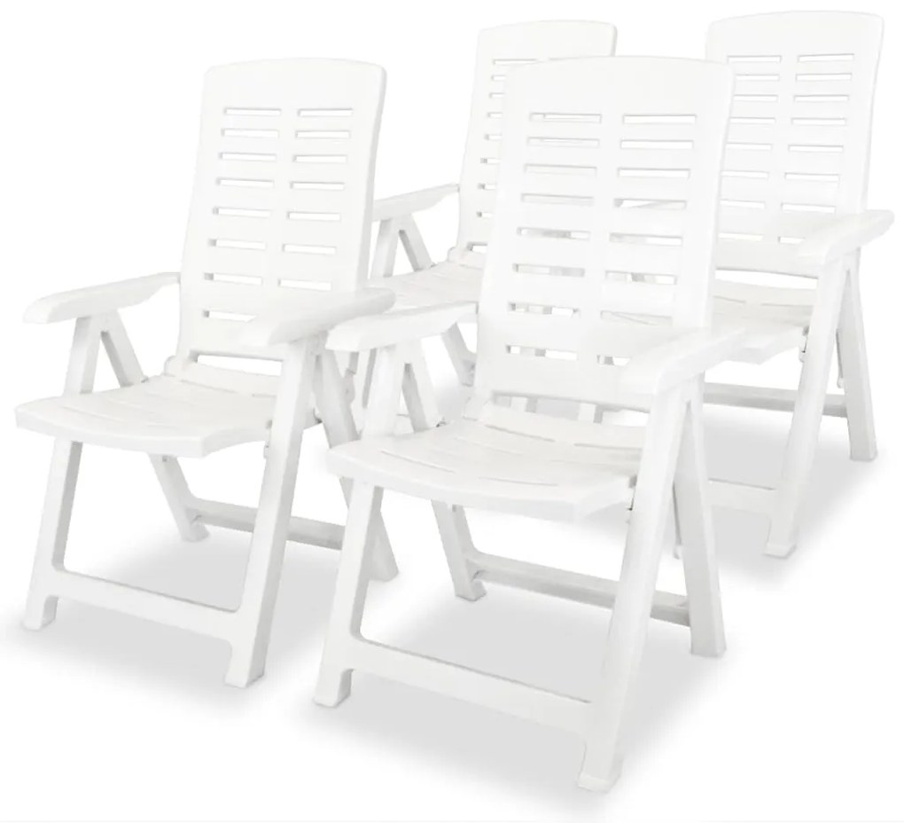 vidaXL Cadeiras de jardim reclináveis 4 pcs plástico branco