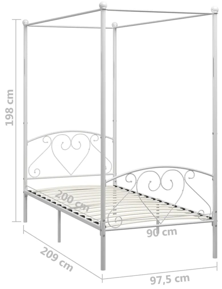 Estrutura de cama com dossel metal branco 90x200 cm