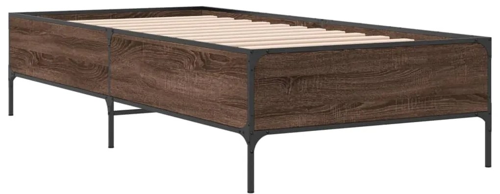 Estrutura de cama derivados de madeira/metal carvalho castanho