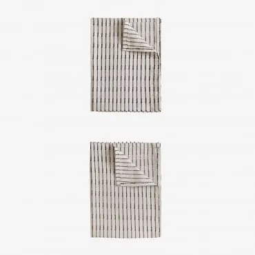 Conjunto De 2 Panos De Cozinha Em Algodão Oziel Beige Creme - Sklum