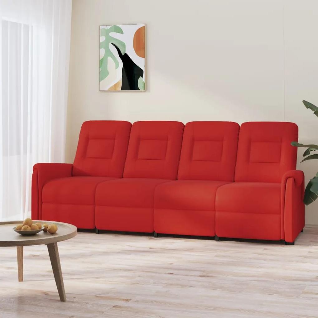 3084150 vidaXL Sofá reclinável de 4 lugares couro artificial vermelho tinto