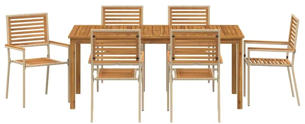 Conjunto de Jantar de Jardim 7 pcs Bege 180 x 90 x 75 cm