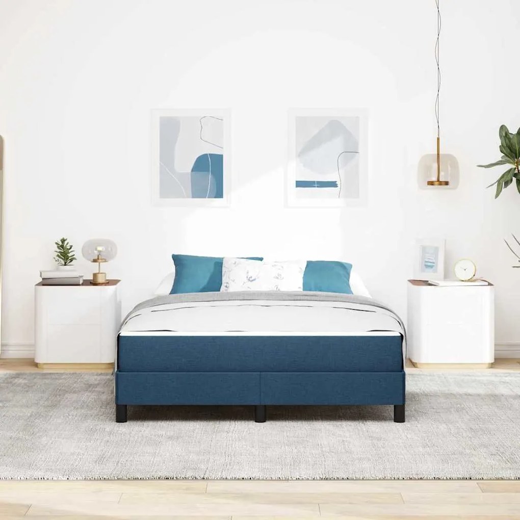 Cama Box Outros Azul 160 x 200 cm tecido