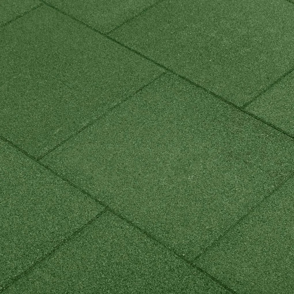 92321 vidaXL Ladrilhos prot. contra quedas 6 pcs borracha 50x50x3cm verde