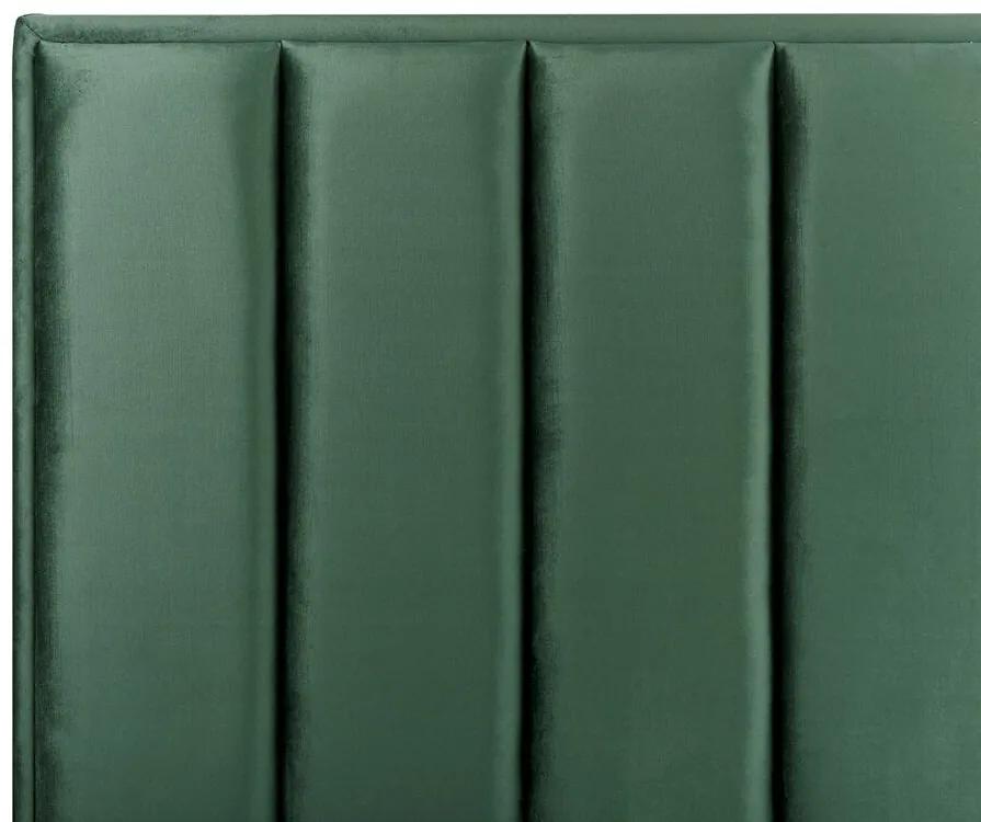Cama de casal com arrumação em veludo verde escuro 180 x 200 cm SEZANNE Beliani