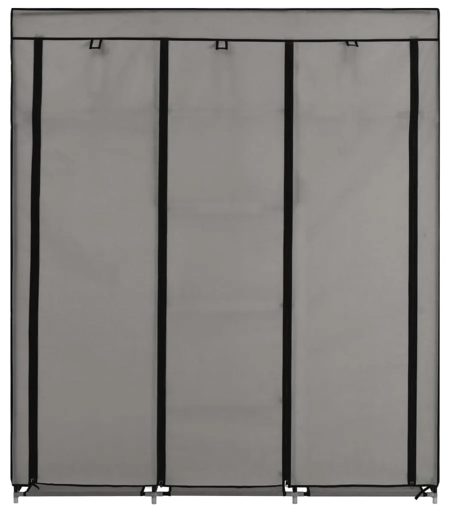 Roupeiro c/ compartimentos e varões 150x45x175 cm tecido cinza