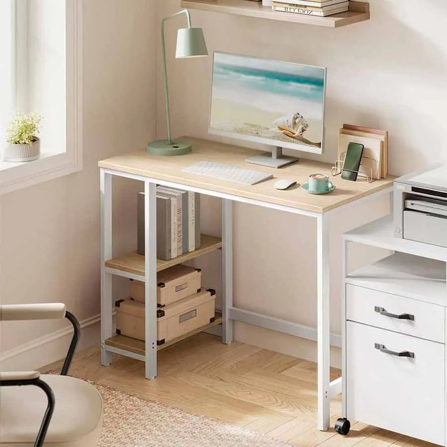 Secretaria de escritório 100 x 50 x 76 cm bege natural-branco