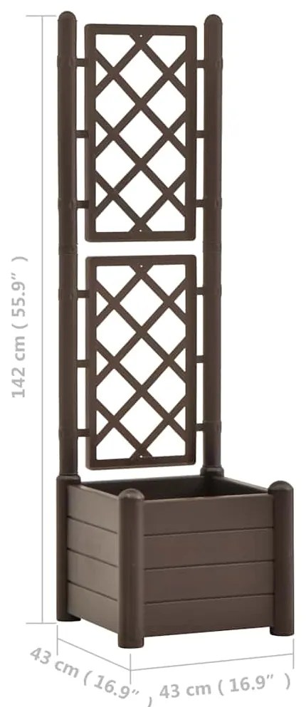 Vaso/floreira de jardim com treliça 43x43x142 cm PP cor moca