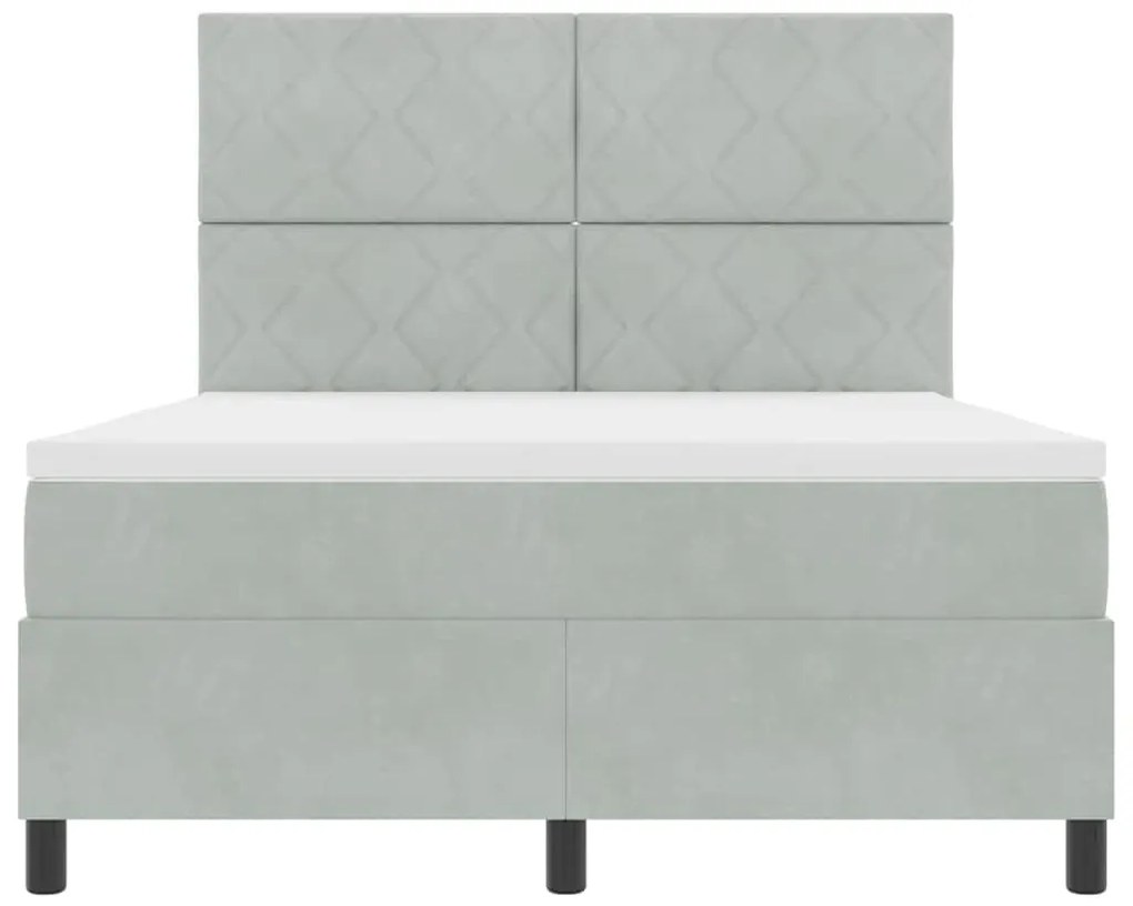 Cama Box com Colchão vidaXL Cinza Claro 140x190 cm Veludo