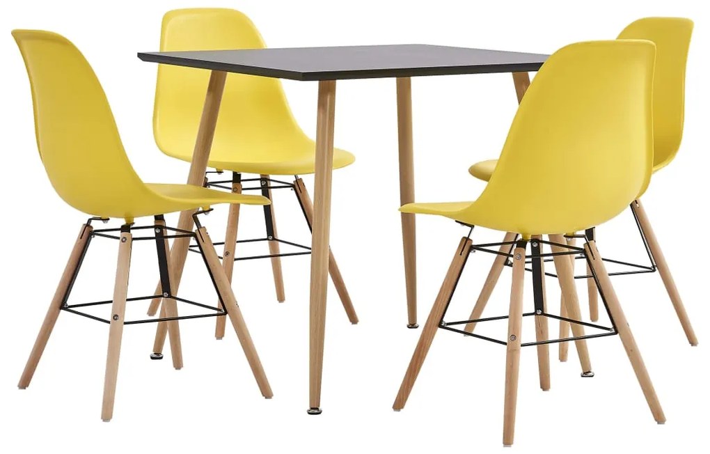 vidaXL 5 pcs conjunto de jantar plástico amarelo