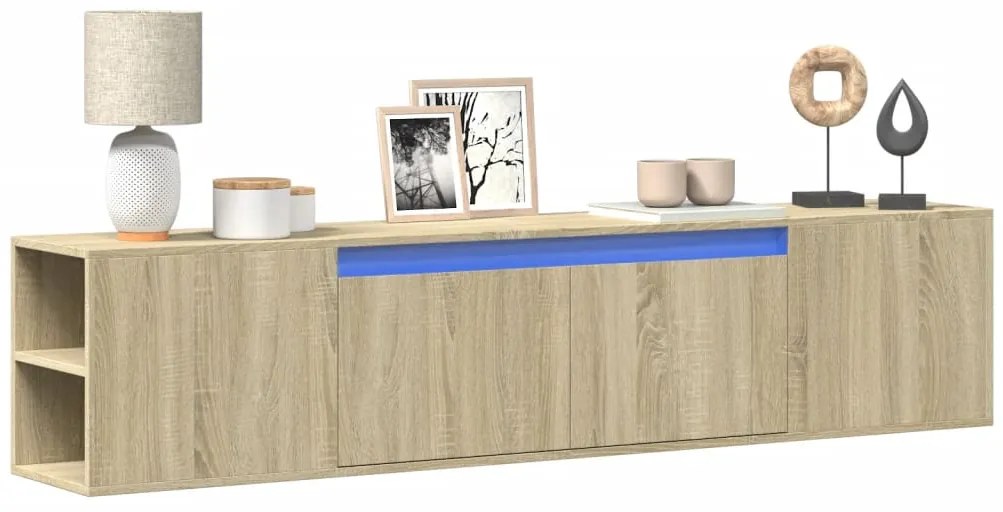 Móvel de parede p/ TV luzes LED 180x31x39,5 cm carvalho sonoma
