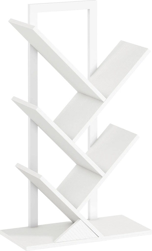 Estante em Forma de Árvore de 5 Níveis Estante de Livros com 5 Prateleiras e Estrutura de Aço 50x24x82 cm Branco