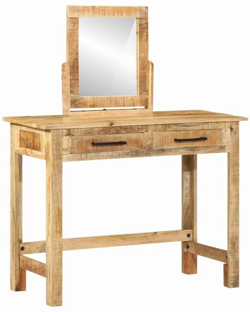 Mesa de Maquilhagem com Espelho Madeira Maciça Mangueira Áspera