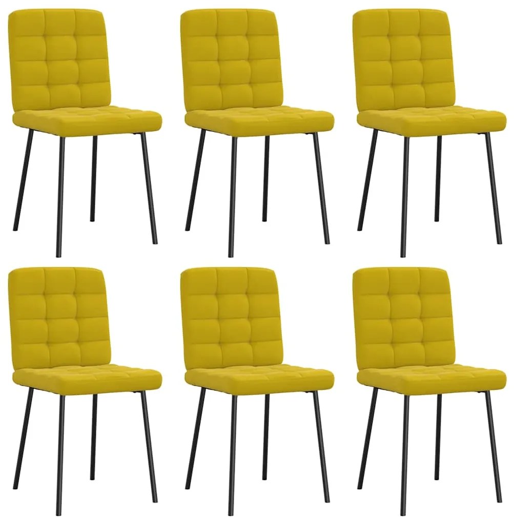 vidaXL Cadeiras de jantar 6 pcs veludo amarelo