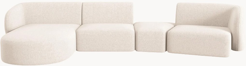 Sofá de canto modular em chenille Paolo (5 lugares)