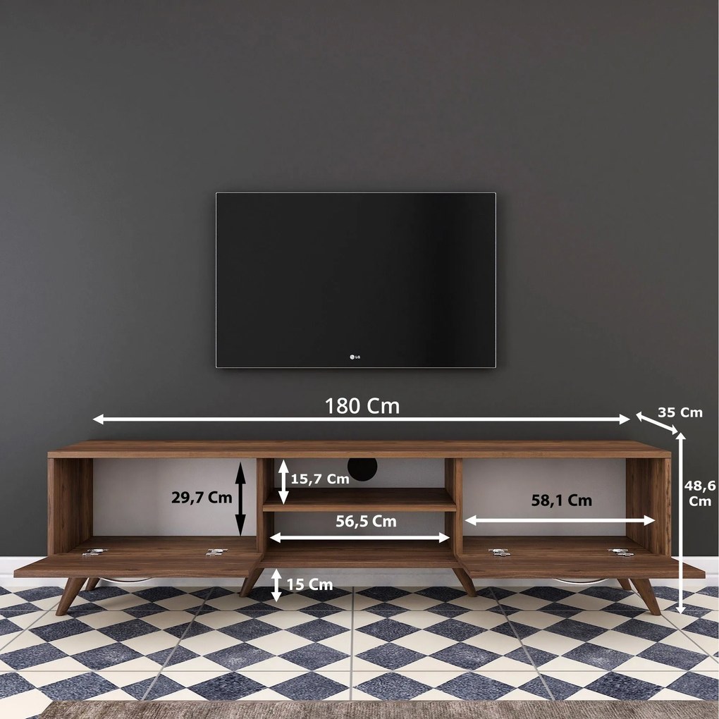 Móvel TV A9 – Nogueira – 180 cm x 48,6 cm x 35 cm