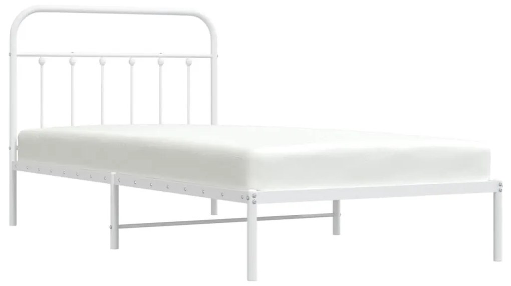 Estrutura de cama com cabeceira 100x200 cm metal branco