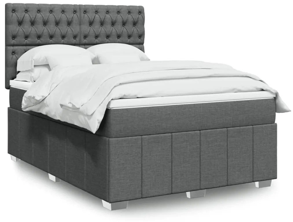 Cama com molas/colchão 160x200 cm tecido cinzento-escuro