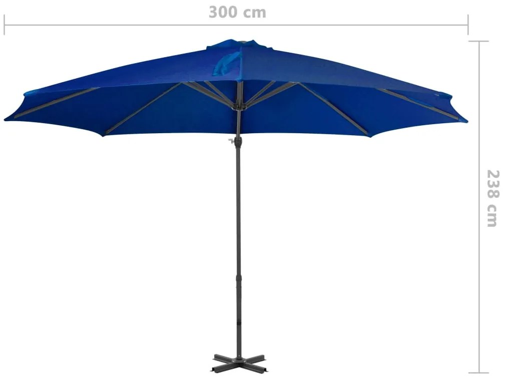 Guarda-sol cantilever com poste alumínio 300 cm azul ciano