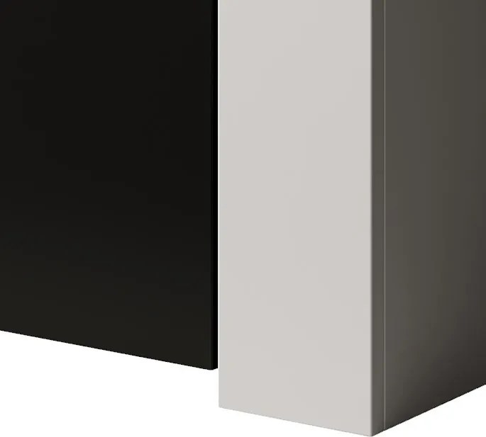 Aparador com Luz LED BELO - 155x91,5x37 cm - Branco/Preto Mate - Desig