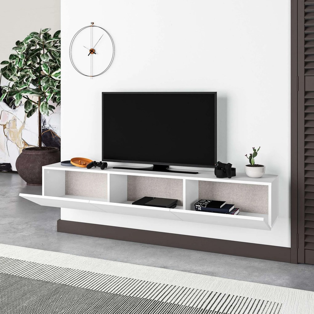 Móvel de TV "Maximus" de Parede – Branco – 180 x 30 x 30 cm – Design M