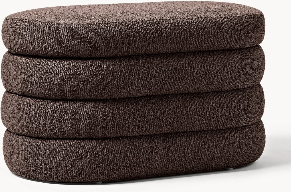 Banco estofado pequeno em bouclé com arrumação Alto