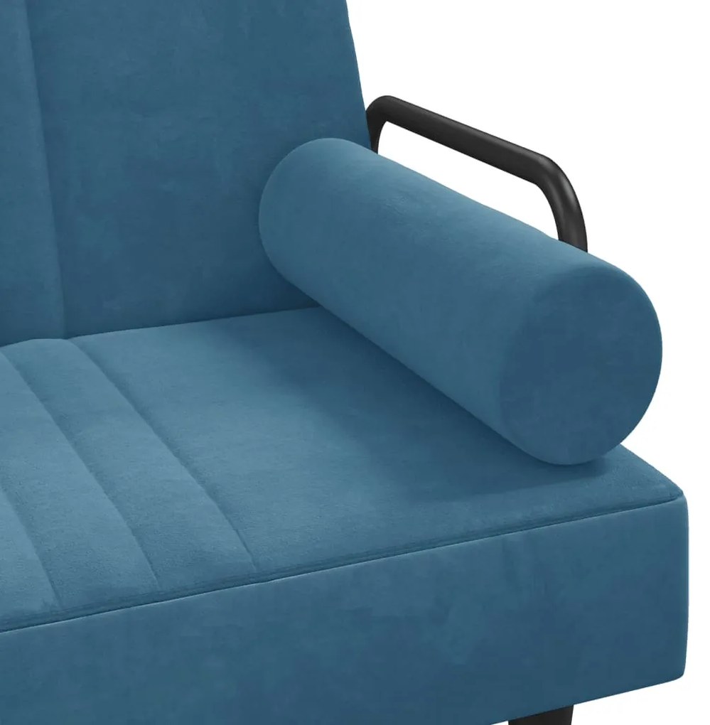Sofá-cama em forma de L 260x140x70 cm veludo azul