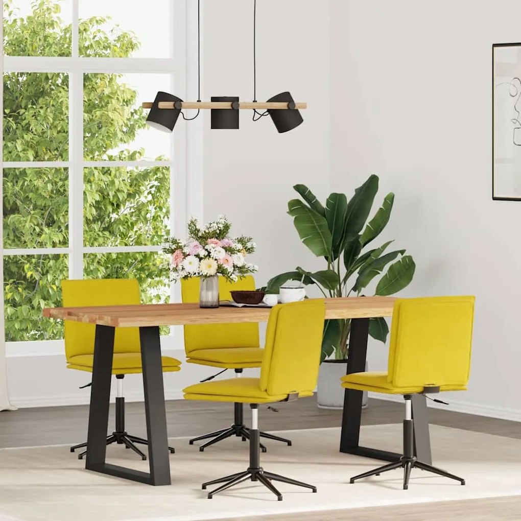 vidaXL Cadeiras de jantar 4 pcs veludo amarelo