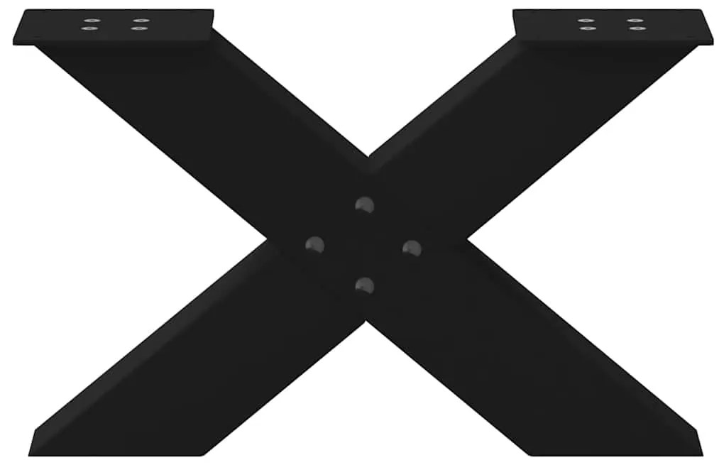 Pés para mesa de centro em formato de X, 2 peças, preto, 60x(30-31) cm