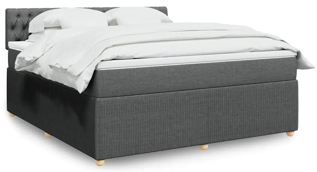vidaXL Cama com molas/colchão 180x200 cm tecido cinzento-escuro