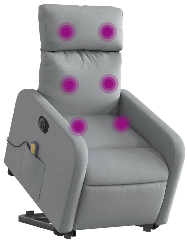 Poltrona elétrica reclinável massagens tecido cinzento-claro