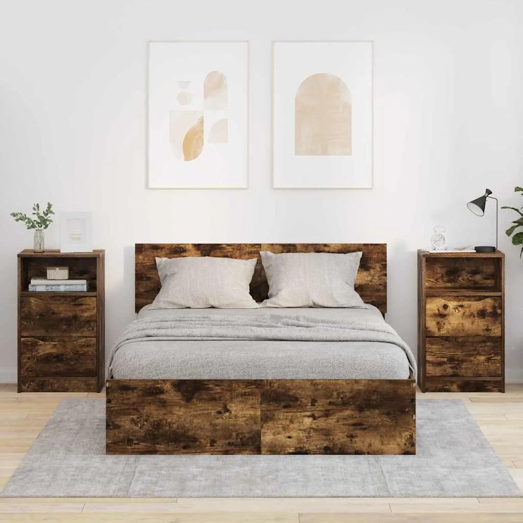 vidaXL Mesas de cabeceira 2 pcs Carvalho Defumado 40 x 30 x 467 cm