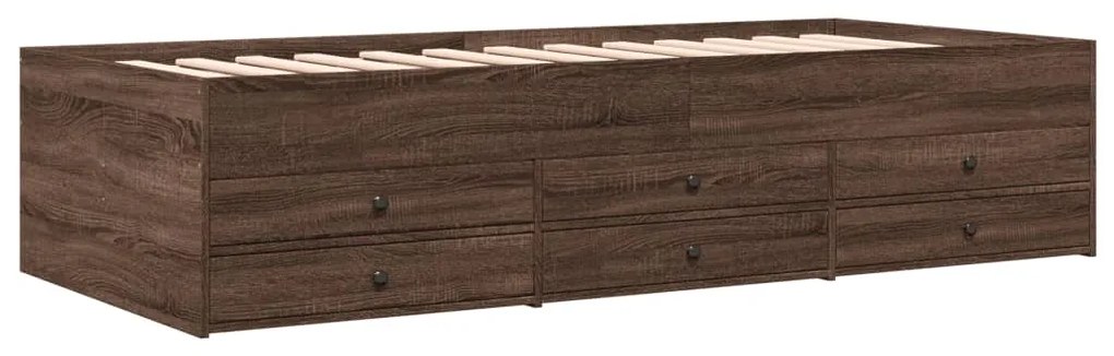 Sofá-cama com gavetas sem colchão 90x190 cm carvalho castanho