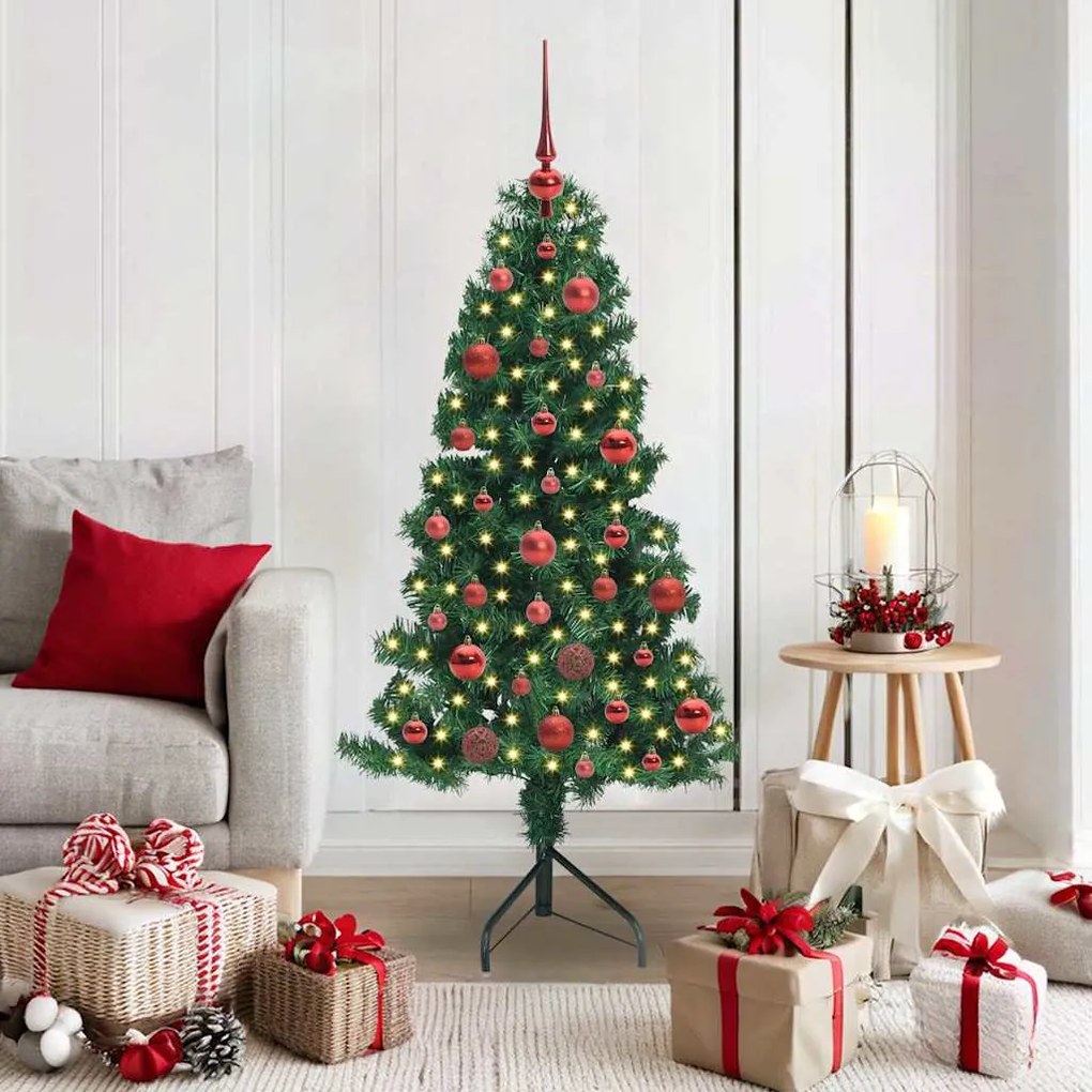 vidaXL Árvore de Natal artificial de canto Verde 150 cm PVC e Metal